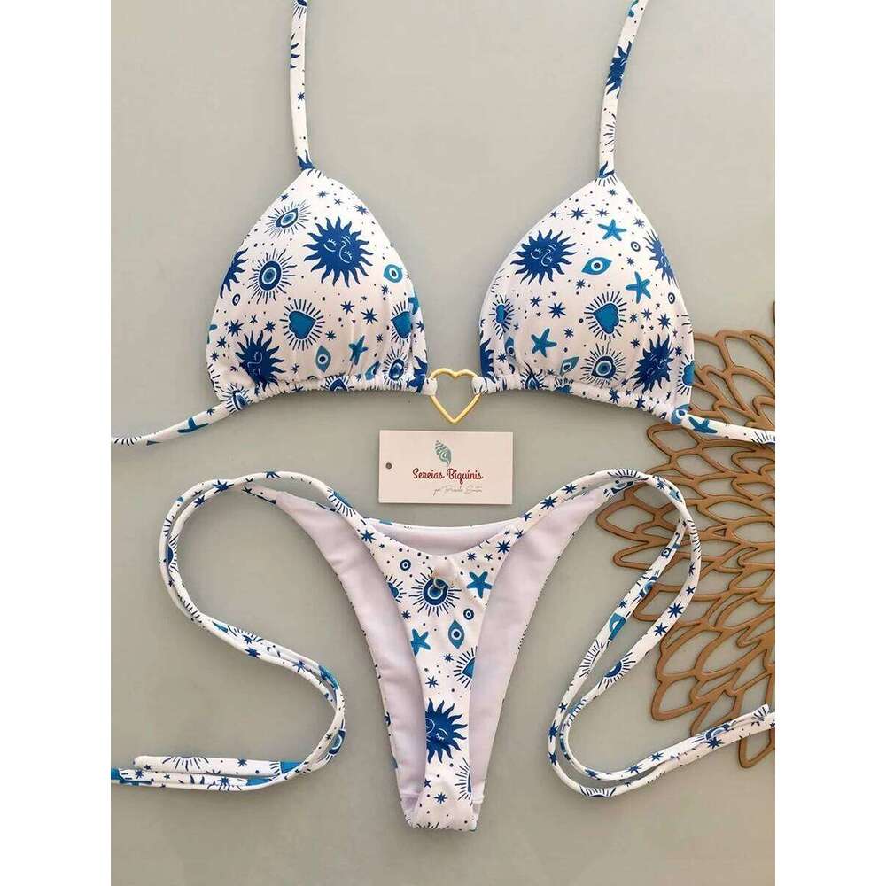 Micro Bikinis 2026 Push Up Women String Swimwear Brazilian Bikini Set Halter Biquini Floral Swimsuit Solid Beachwear Z260301