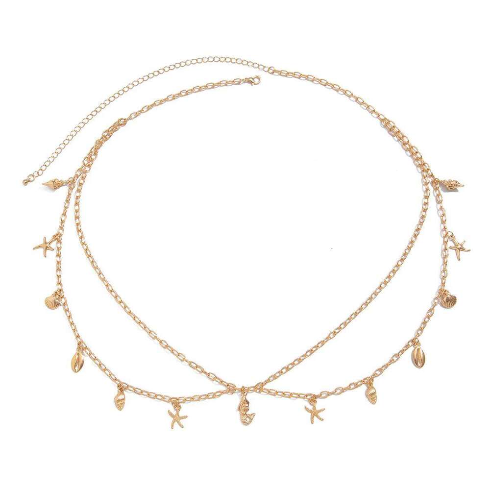 Ingemark Boho Gold Color Irregular Geometry Pendant Waist Belly Belt Chain Summer Bikini Beach Holidays Sexy Charm Body Jewelry H260228