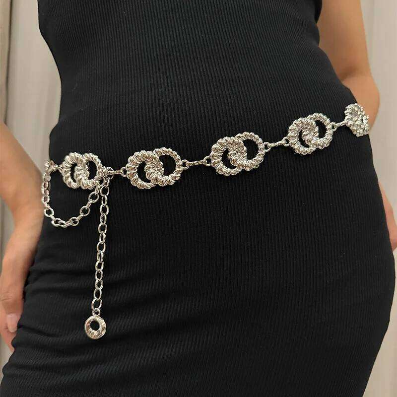 Fashion Gold Chain Belt Female Waist Adjustable Desinger Belts For Women High Quality Luxury Brand Punk Metal Dress Waistband H260228