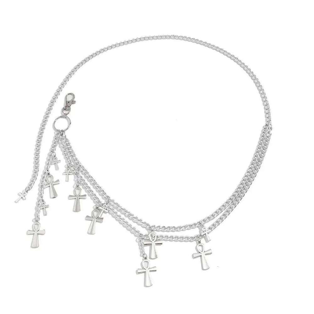 IngeSight.Z Punk Multilayer Cross Tassel Pendant Belly Waist Women HipHop Sexy Decoration Belt Dress Body Chain Jewelry H260228