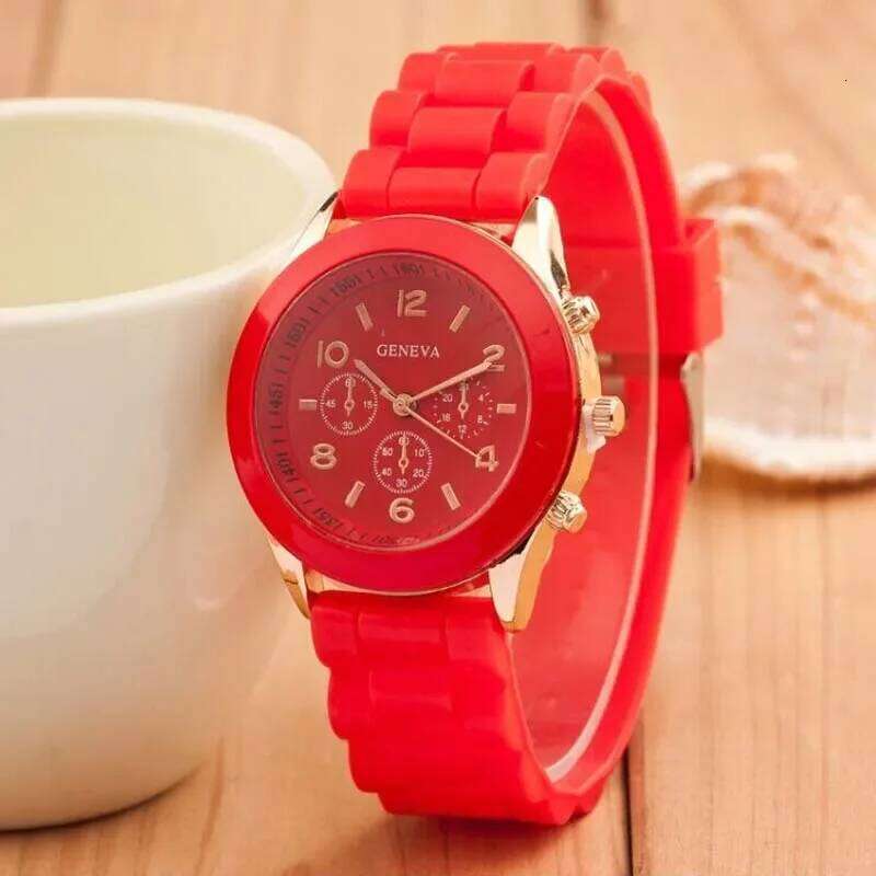 Geneva Silicone Women Ladies Fashion Dress Quartz Wrist Female clock Jelly Colorful children's men Leisure H260228