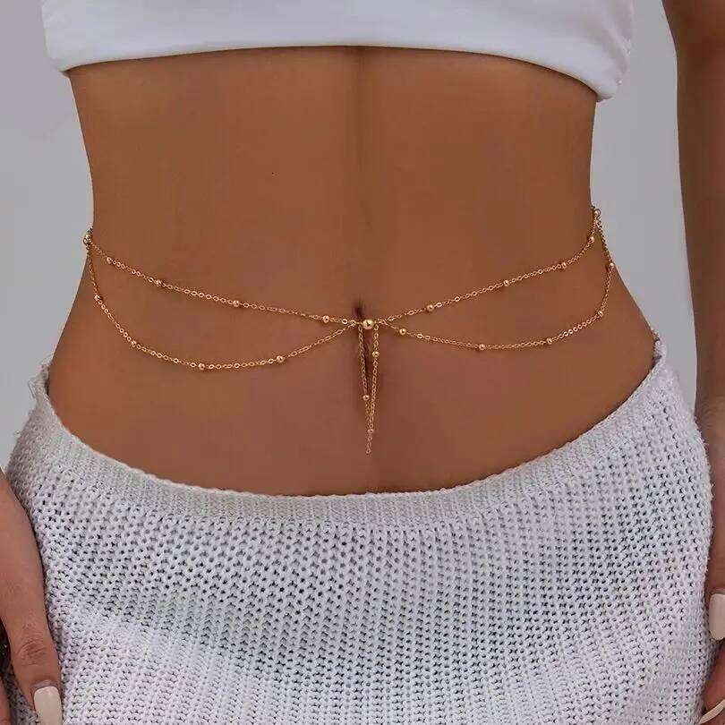 Ingemark Multilayer Tassel Beads Pendant Waist Belly Chain for Women Summer Bikini Sexy Belt Rave Festival Beach Body Jewelry H260228