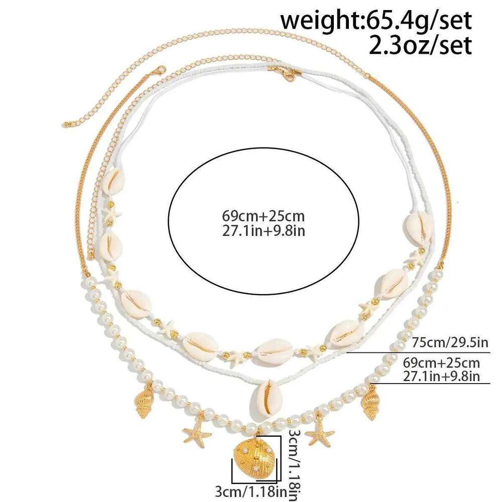 IngeSight.Z Fashion Boho Starfish Scallop Pendant Waist Chains Women Beach Sexy Bikini Imitation Pearl Body Chain Jewelry Gifts H260228