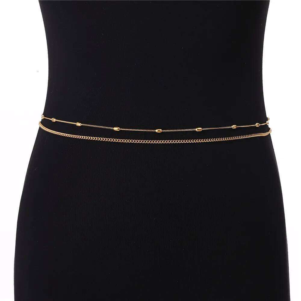 MinaMaMa New Multilayer Stainless Steel Bikini Beach Chain Waist For Women Girls Fashion Belly Body Jewelry H260228