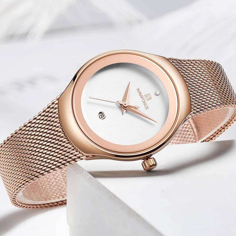 NAVIFORCE Women Fashion Dress Quartz es Lady Stainless Steel Waterproof Wrist Simple Girl Clock Relogio Feminino H260228
