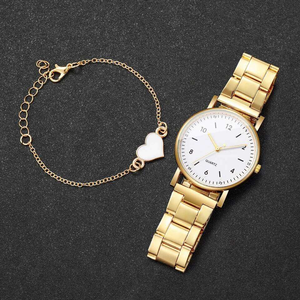 2/4PCS Fashion Arabic Dial Women es Simple Quaretz Wrist with s Set Reloj MujerWithout Box H260228