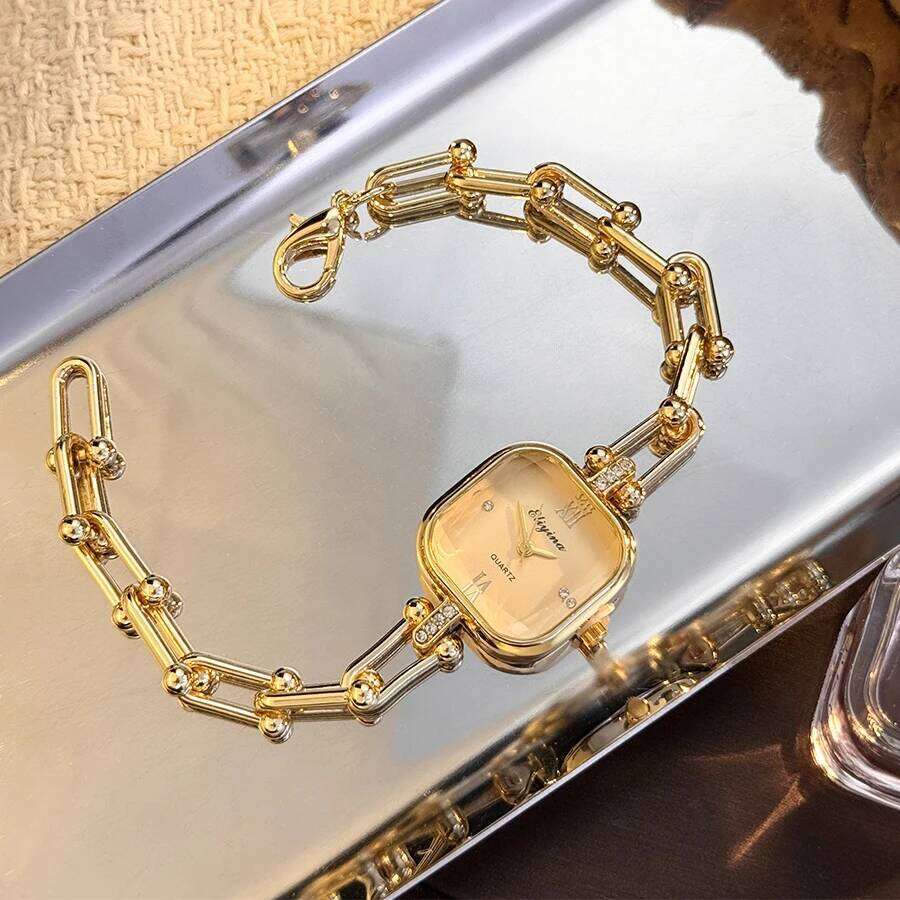 Ladies Luxury Quartz Unique Style with Square Cut Glass And Lobster Clasp Medium Size Vintage-Inspired Timepiece H260228