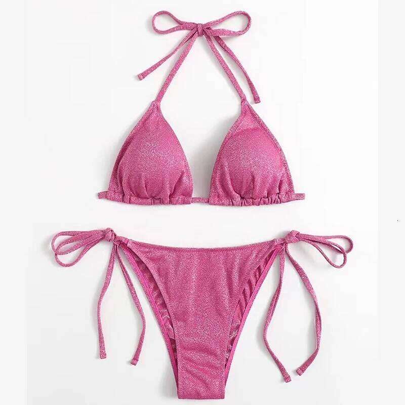 Shiny Sexy Set Triangle Bikinis Bandage Swimsuit Women Two Piece Swimwear Summer Biquini New Beachwear Push Up Bikini Z260301