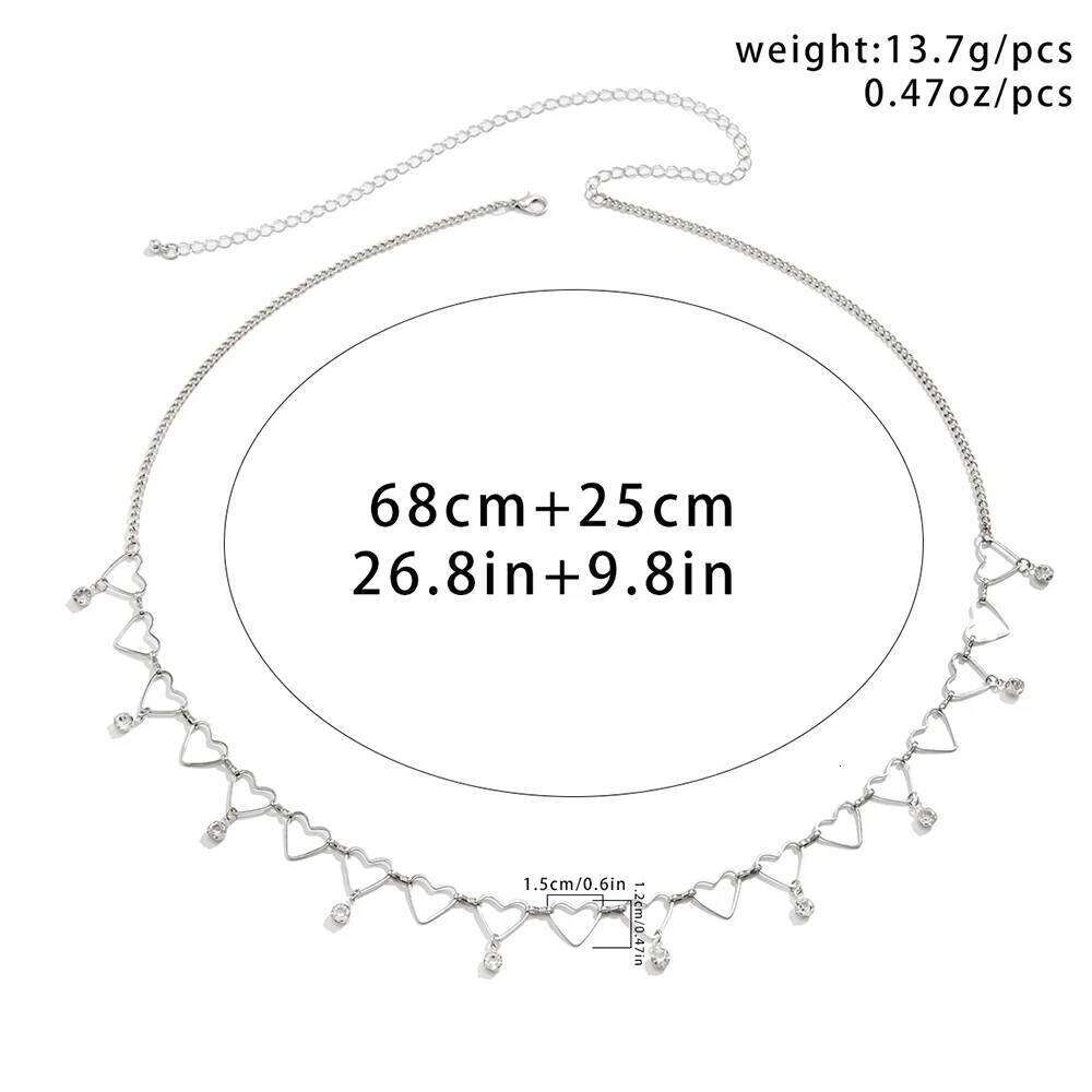 Sexy Vintage Belly Heart Crystal Pendant Waist Chain Belt Streetwear Summer Women Fashion Body Jewelry Y028 H260228