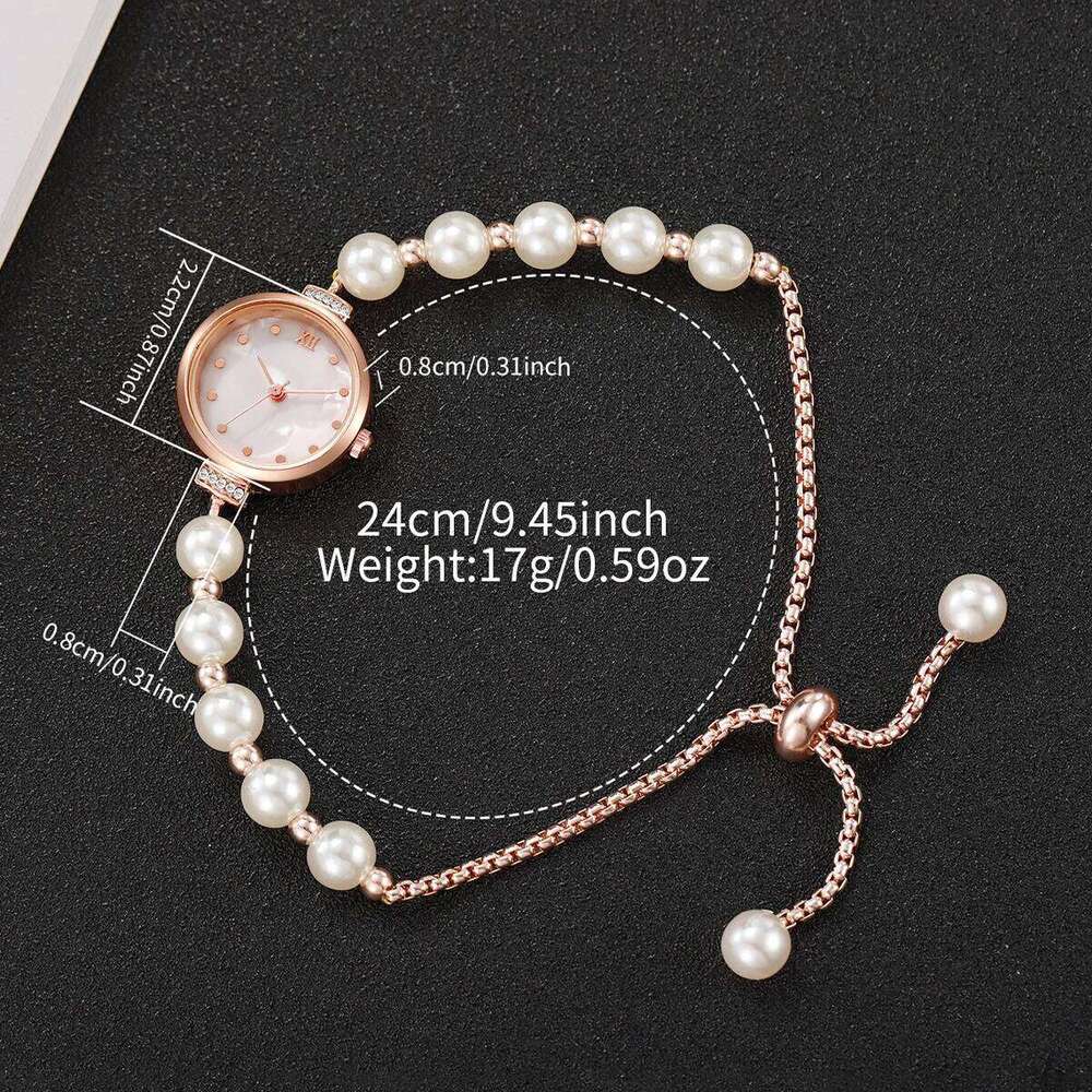 Elegant Pearl Band Women es Fashion Roma Dial Quartz Wrist For Ladies Clock Reloj MujerWithout Box H260228