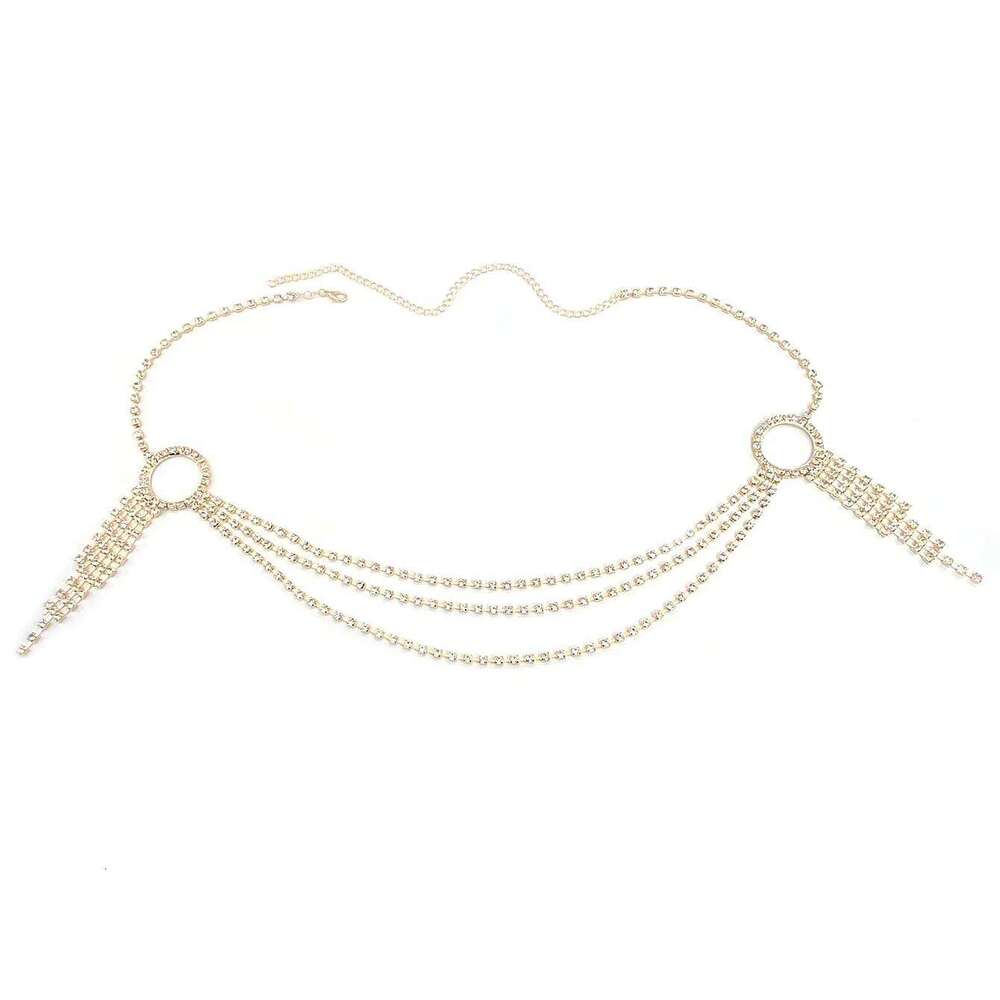 1pc Sparkling Tassel Waist Female Sexy Water Diamond Body Chain Nightclub Hot Girl Beach Bikini Accessories H260228