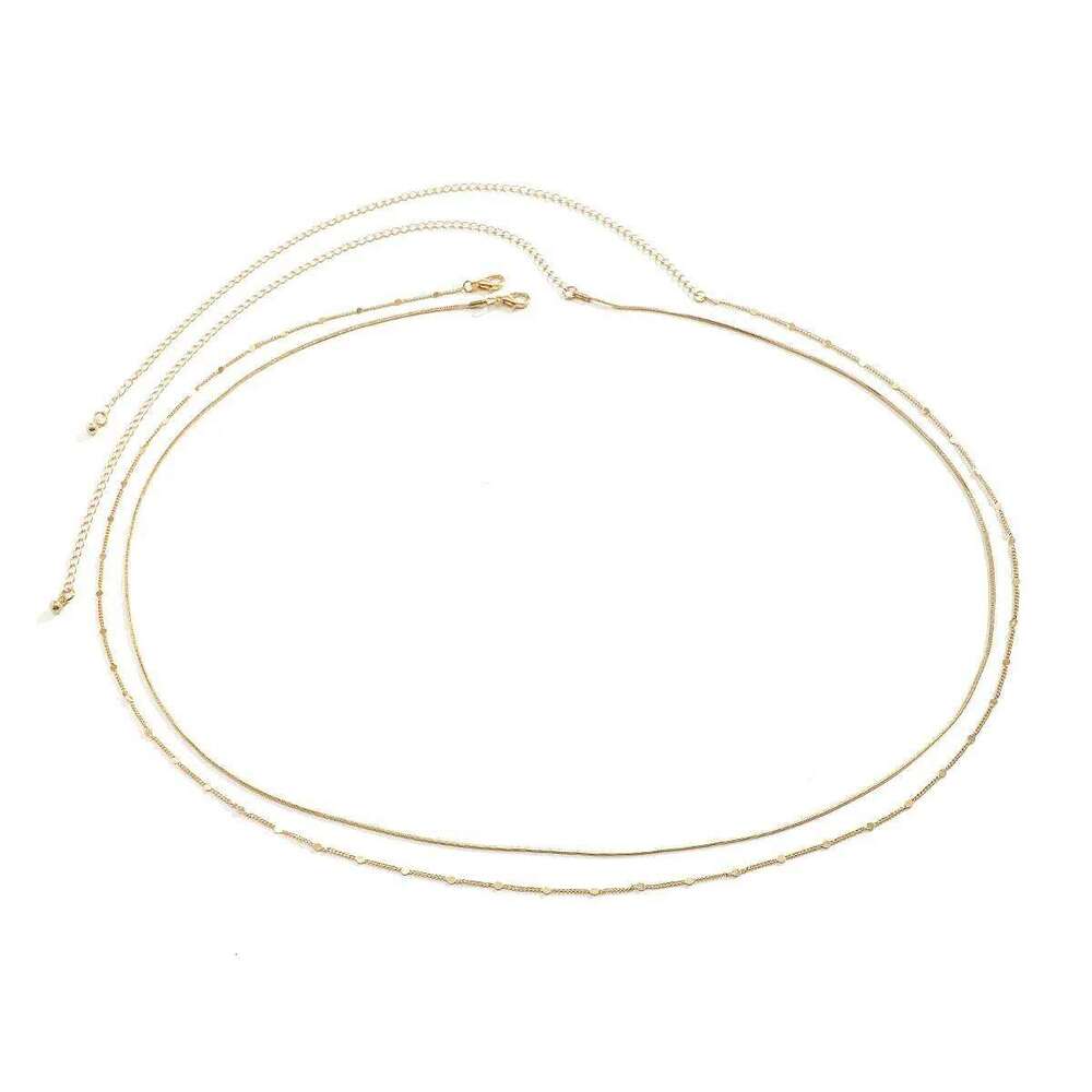 2Pcs/Set Sexy Slim Snake Belly Waist Chain for Women Boho Gold Color Sequin Belt Body Jewelry Summer Bikinis Accessories H260228