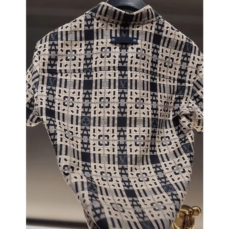 2025 Spring Summer New Luxury High-end Short Sleeve Men's Fashionable Handsome Casual Versatile Printed Shirt Trend