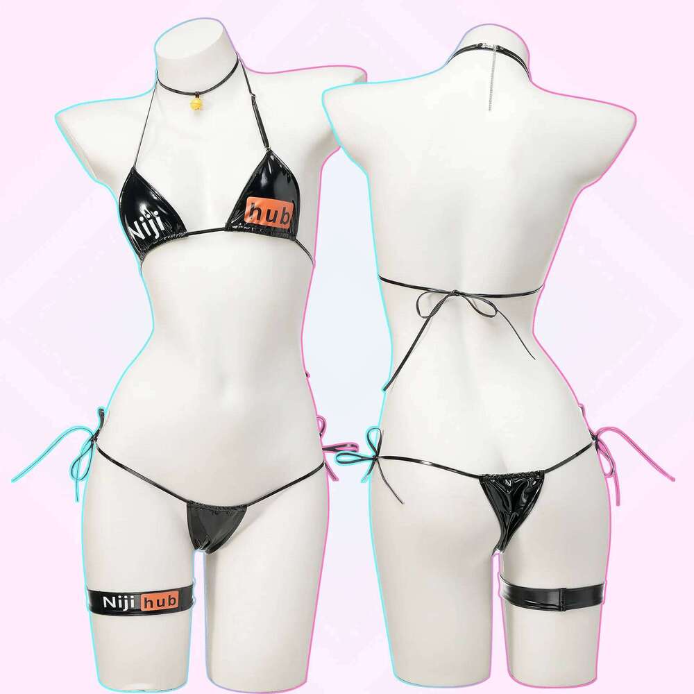 Funny patent leather Nijihub bandaged anime private home clothes girl animation bikini Z260301