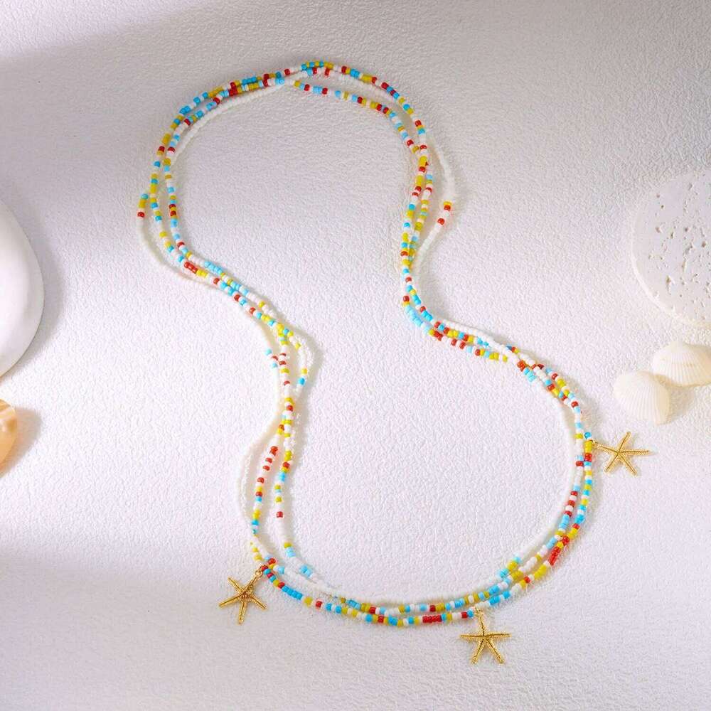 Bohemia Sexy Layered Tassel Starfish Waist Belly Women Summer Beach Sea Conch Shell Pearl Body Chain Jewelry H260228