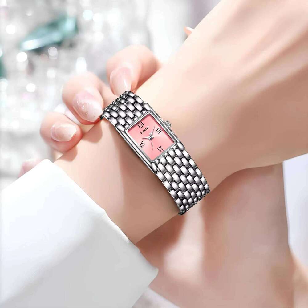 LIGE Top Brand Luxury Pink Women es Elegant Quartz Wrist Ladies Exquisite Valentines Gift+Box H260228