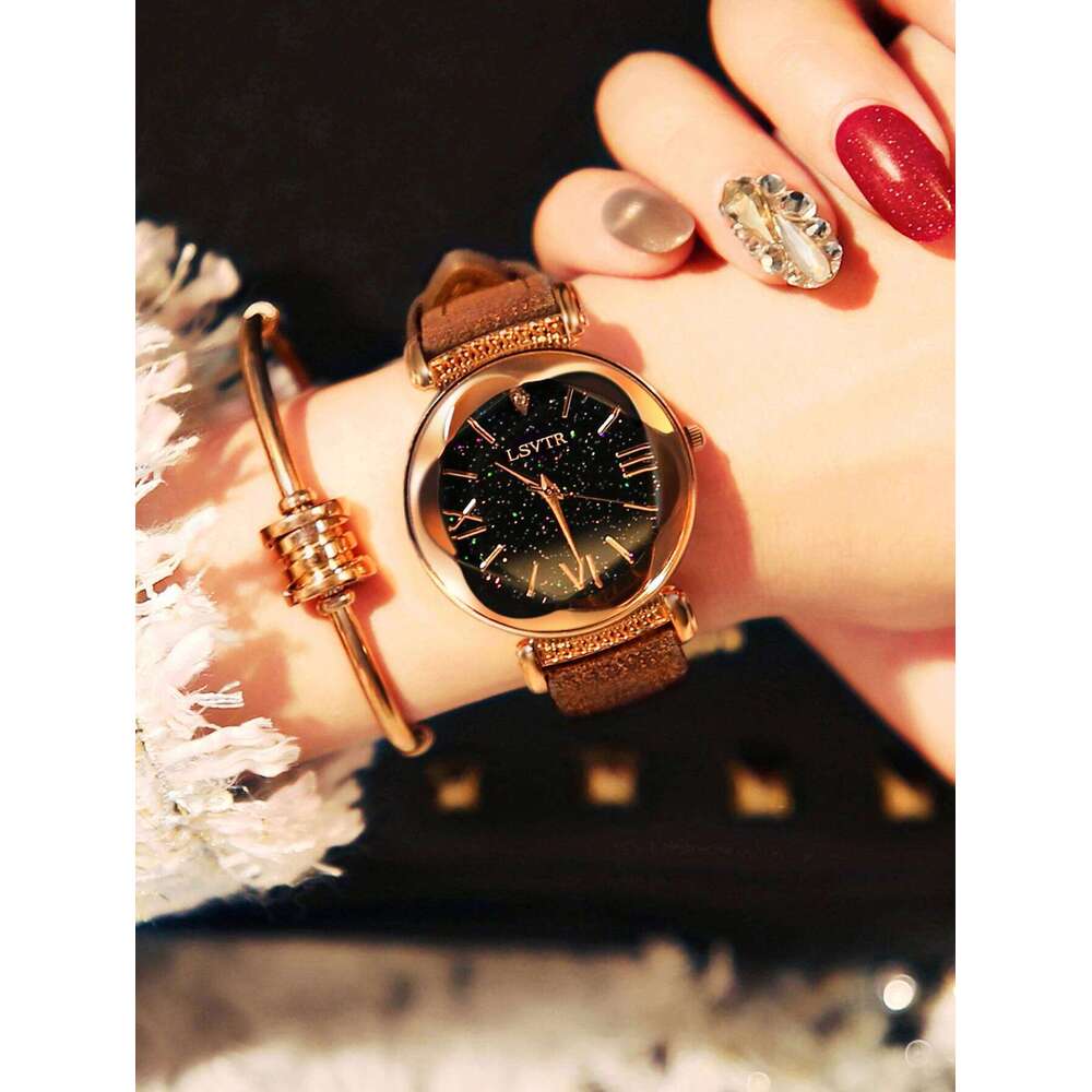 1 Piece of Fashionable, Elegant, Exquisite Durable with Soft Leather Straps Available in Multiple Colors, Casual Simple Women's Quartz Suitable f