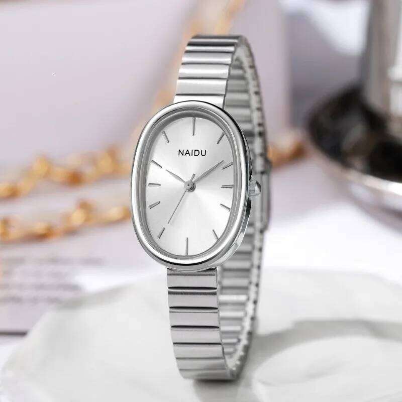 Fashion Ladies ins Wind Premium Sense Oval Steel Belt Versatile Quartz H260228
