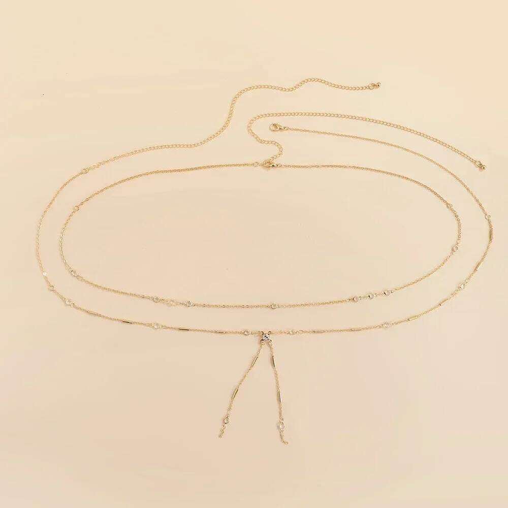 Women Streetwear Vintage Thin Link Double Layer Waist Chain Belt Sexy Summer Female Fashion Body Jewelry H260228