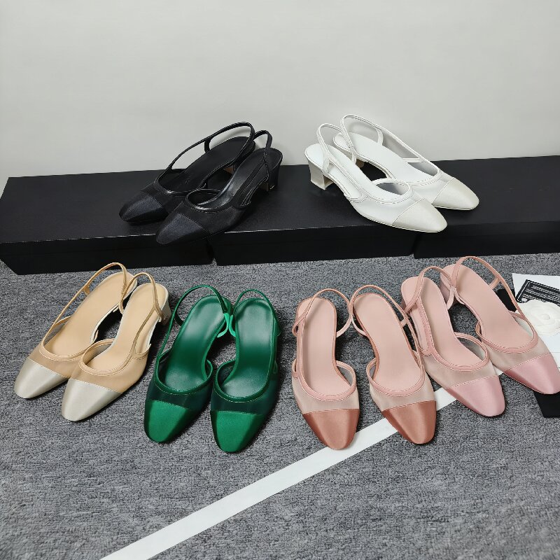 Womens Beach Designer Casual Sandals Fashionable All Leather With Buckle Strap Thick High Heels Toe Cover Mesh Womens Shoes Big Size 34-42