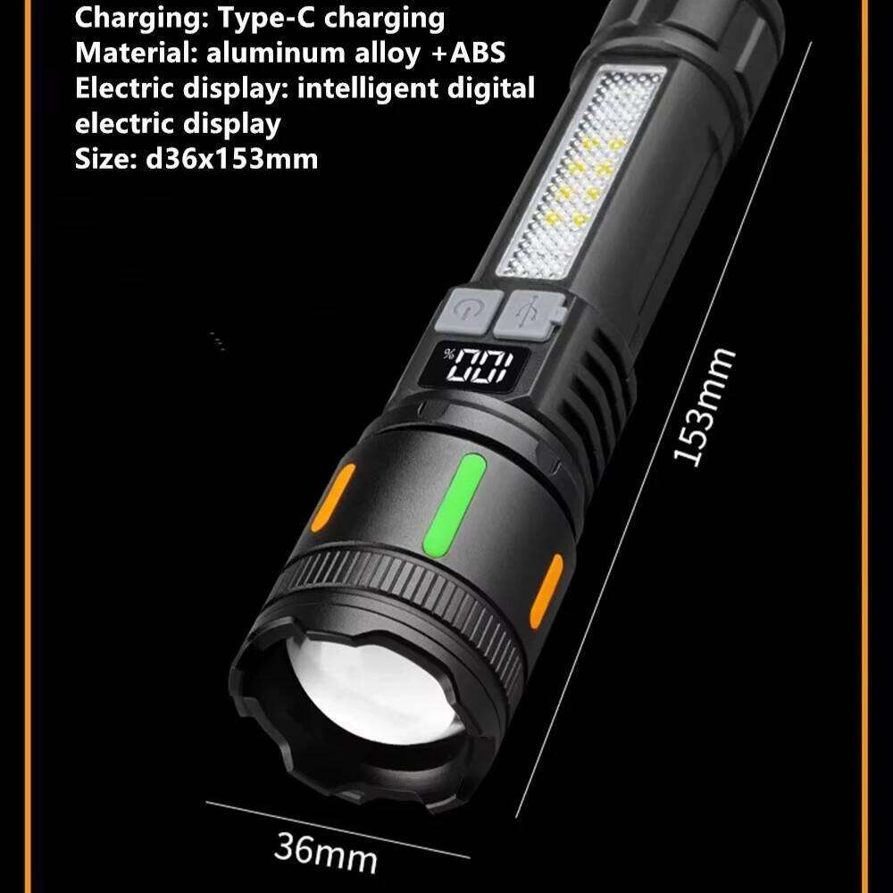 Rechargeable Long Range Flashlight Zoomable, Waterproof Torch for Emergencies, Outdoor Camping, and Home Use Z260301