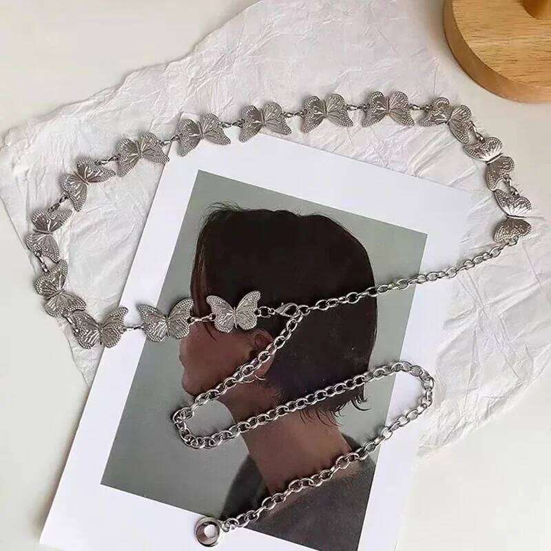 Women Belt Female Waist Adjustable Punk Metal Butterfly Desinger Belts Fashion Sweet Body Chain Jewelry H260228