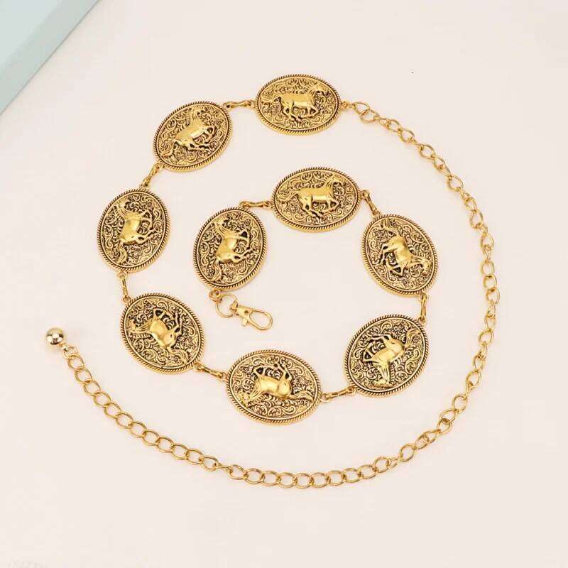 Western Cowboy Cowgirl Horse Waist Boho Chain Belts Adjustable Body Jewelry Dress Girdle For Women daily Party H260228