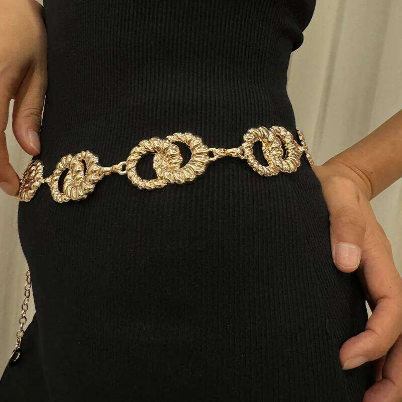 Fashion Gold Chain Belt Female Waist Adjustable Desinger Belts For Women High Quality Luxury Brand Punk Metal Dress Waistband H260228