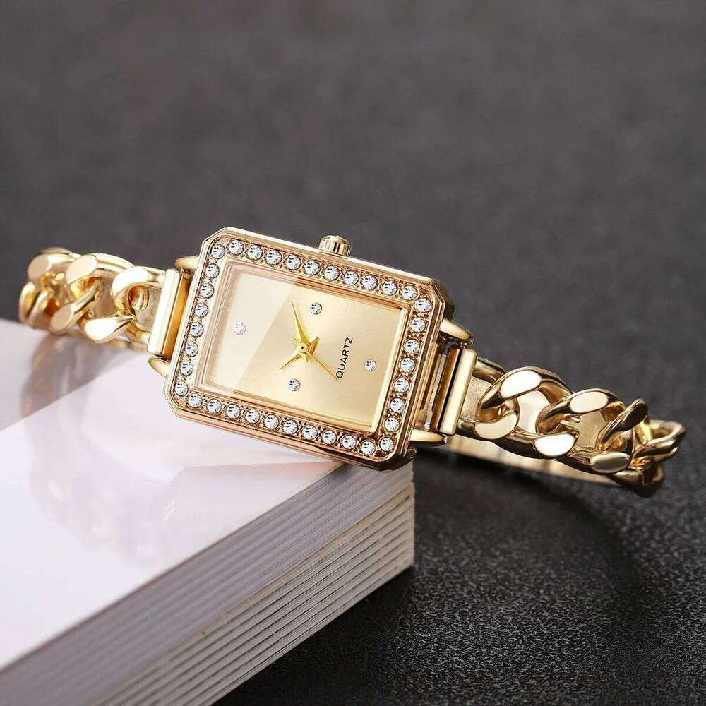 Diamond Women es Fashion Rectangle Dial Strap Quartz Wrist Reloj Mujer Girls Clock GiftWithout Box H260228
