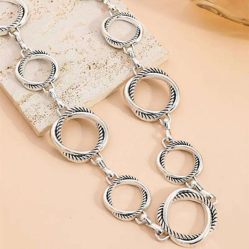 Punk Hip Hop Style All-match chain sun Vintage Metal Womans For Dress Moon High Waist Chain Belt for Women H260228