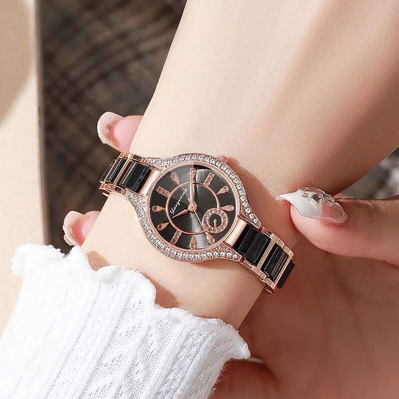1/2PCS Elegant Women es Rhinestone Dial Analog Quartz Wrist for Ladies Fashion Gift Reloj Mujer H260228