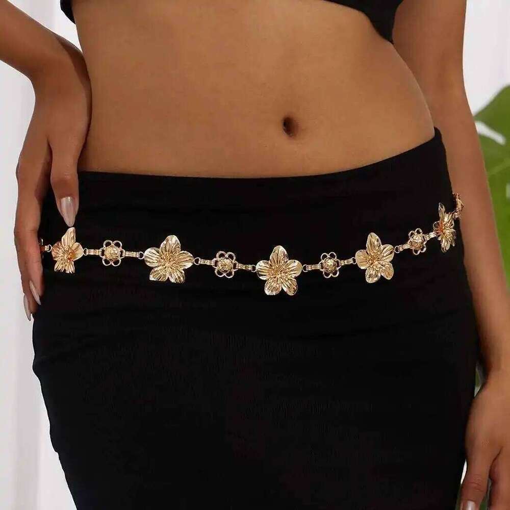 Ingemark Metal Flower Waist Belly Chain for Women 2025 New Trend Sexy Summer Bikini Adjustable Belt Party Body Jewelry Gift H260228
