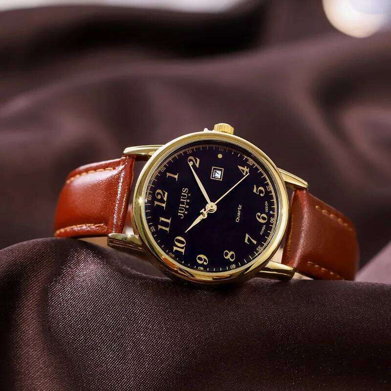 Julius es JA-508 Antique Large Nunber Easy Read Dial Auto Date Casual Leather Band Women Quartz Wrist H260228
