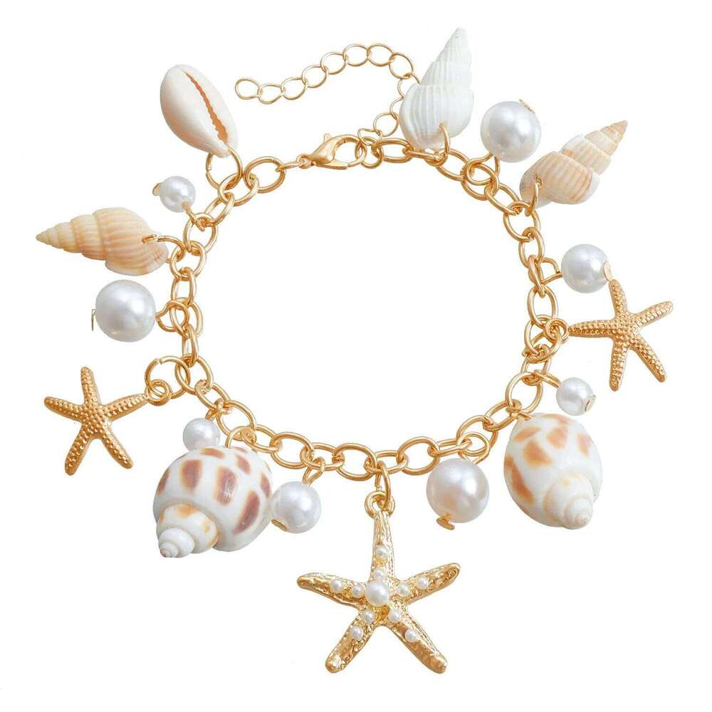 Monolayer Starfish Shell Pendant Hollow Out Alloy Waist Beach Bikini Body Chain H260228