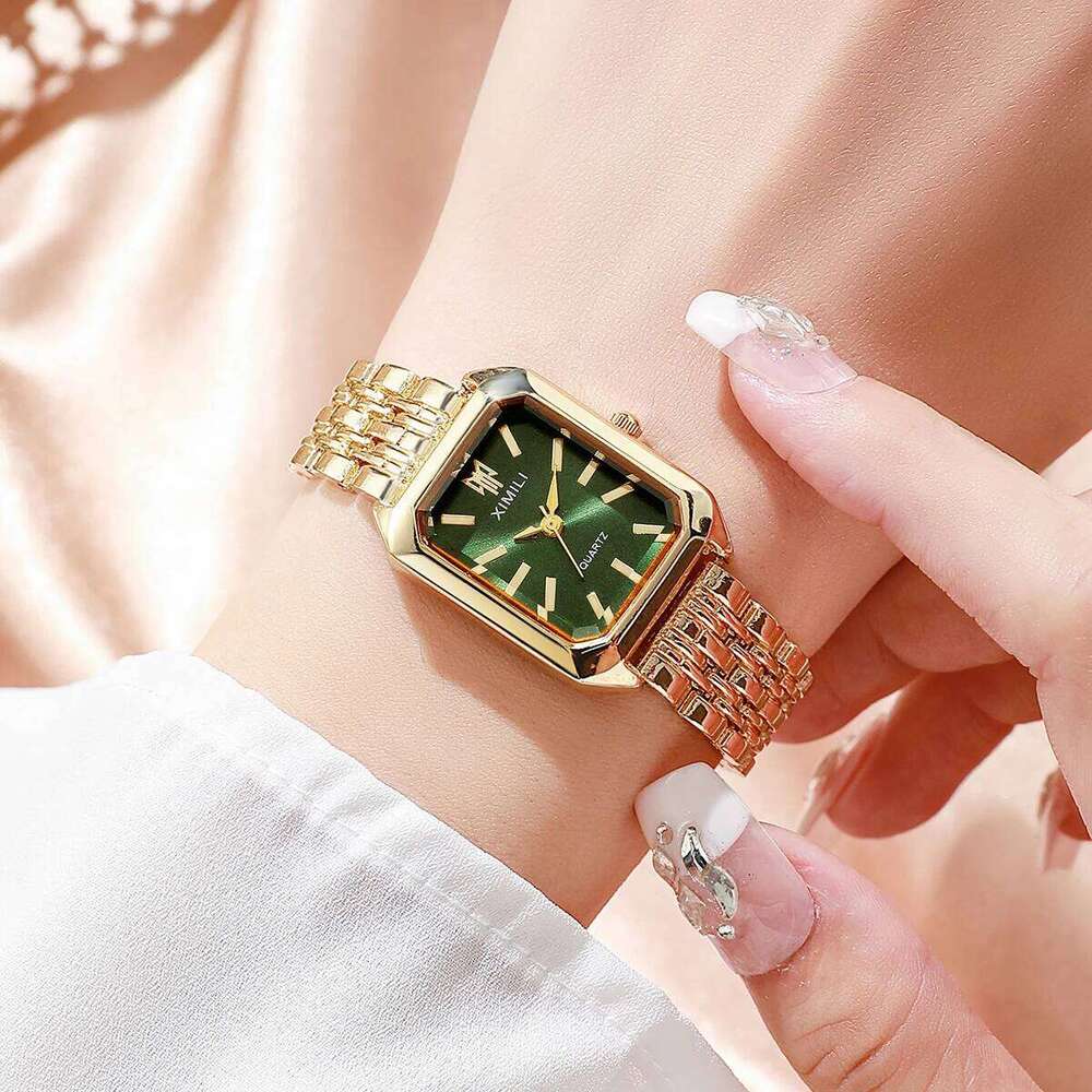 1/2/4PCS Fashion Rectangle Woman Quartz Luxury Stainless Steel Band Wristes Reloj MujerWithout Box H260228