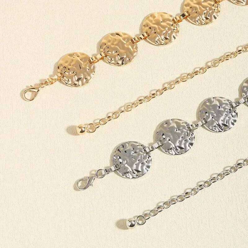 Women Fashion Round Pendant Chain Decorated Waist Belt Stainless Steel Gold Plated Bangle Hip Hop Accessories chain belt H260228