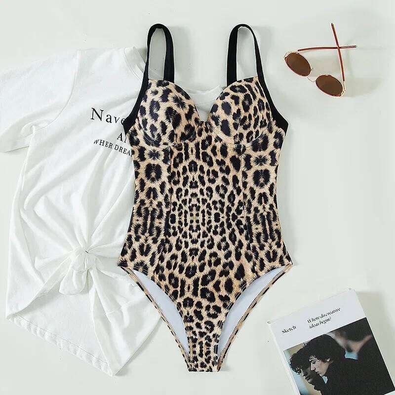 Sexy Leopard Print Swimwear Women One Piece Swimsuit Push Up Bodysuit Swimming Wear High Cut Bathing Suit Woman 2025 Bathers Z260301