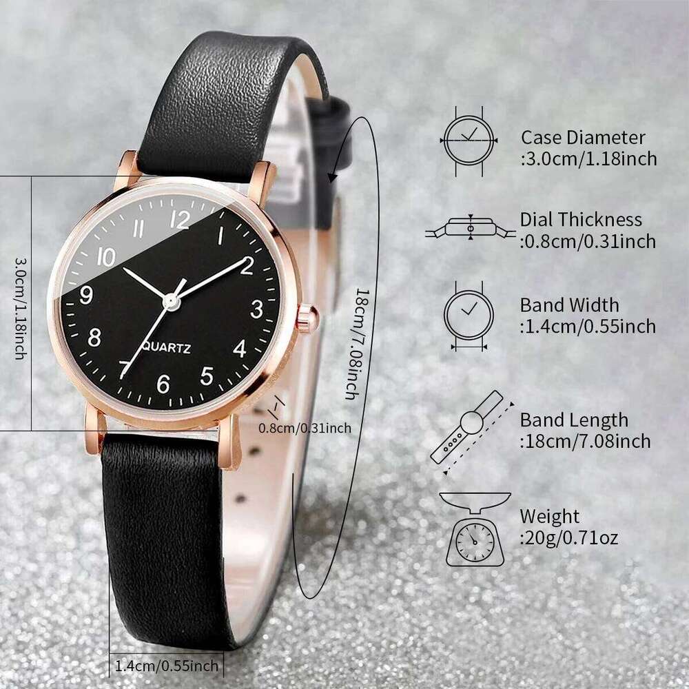 2PCS Fashion Arabic Dial Women's Quartz Leather Band es SetWithout Box H260228