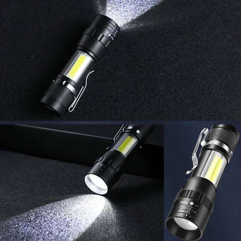 T6 COB Light Rechargeable Portable LED Flashlight Built-in Battery Zoom Flash light 3 Mode Waterproof Emergency Torch Z260301