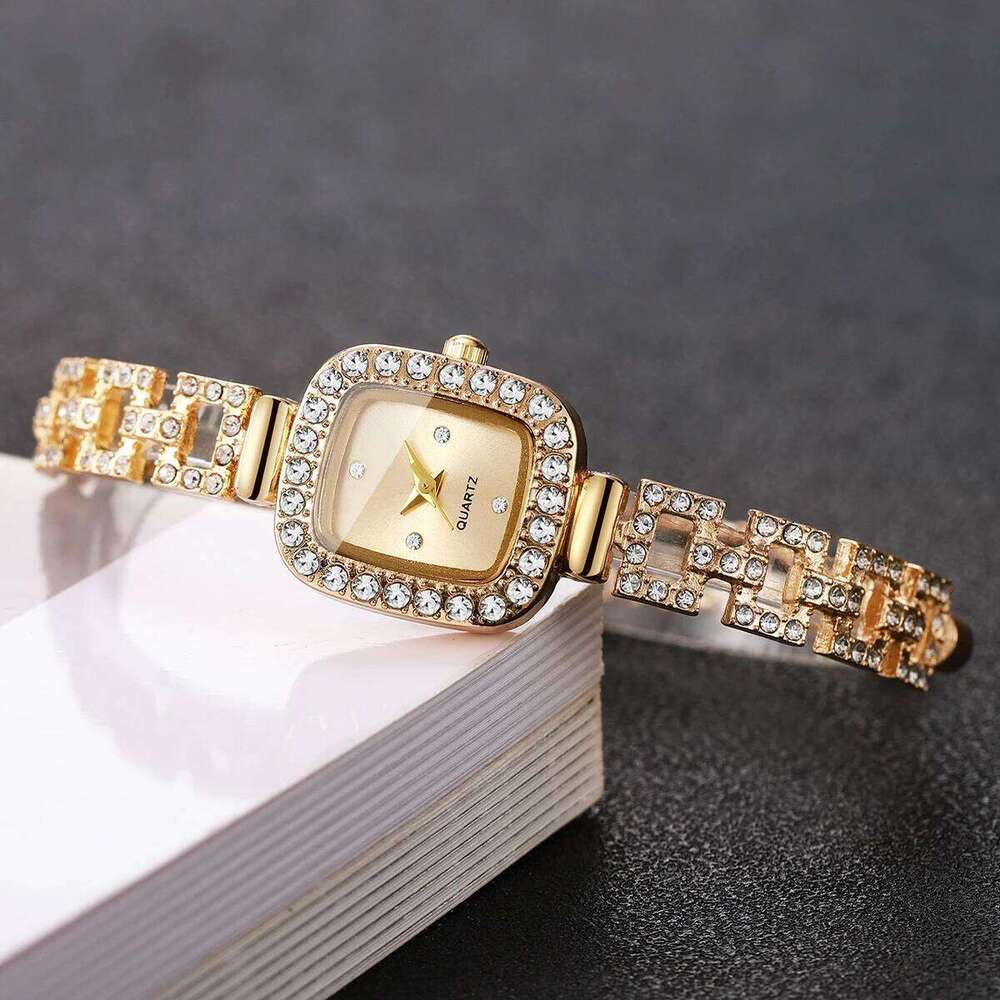 Rhinestone Strap Women es Elegant Square Quartz Wrist Reloj Mujer Girls Clock Gift Without Box H260228