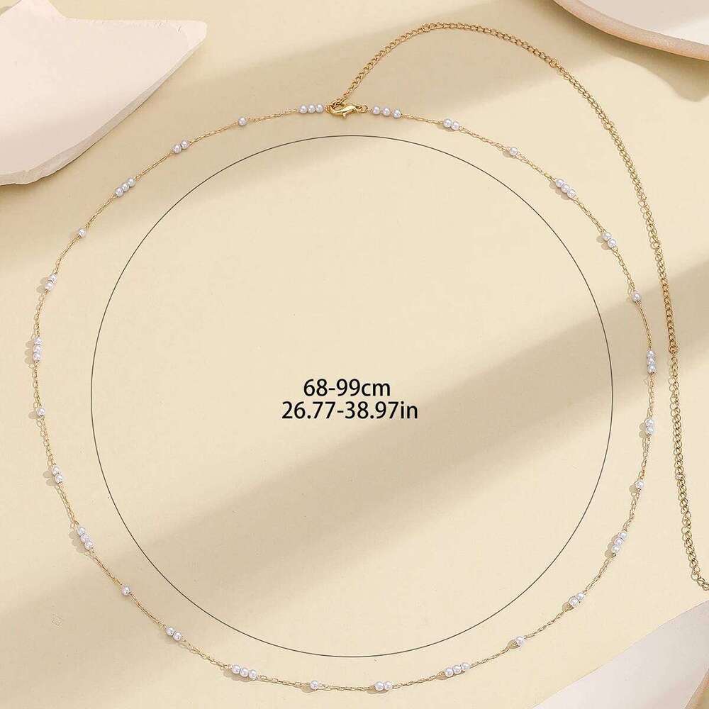 Kinitial Trendy Imitation Pearl Belly Waist For Women Summer Beach Bikinis Simple Body Chain Birthday Party Gift H260228