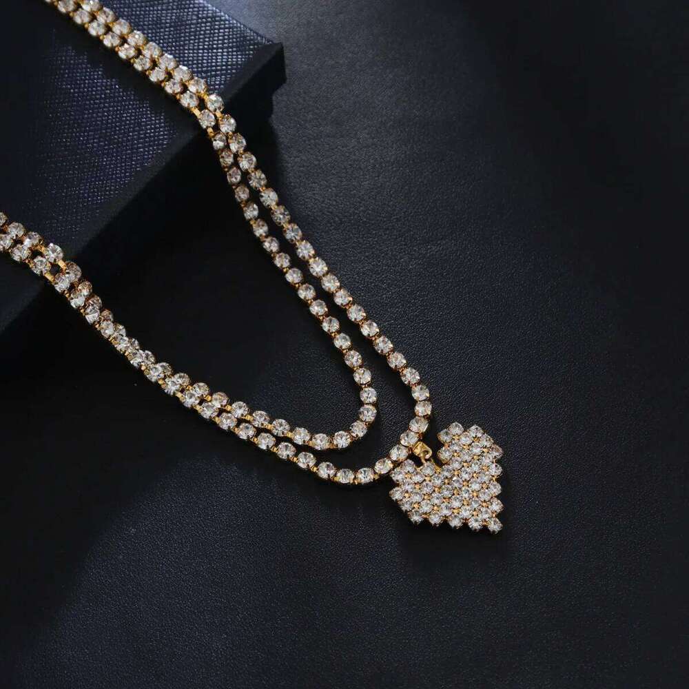 Fashionable Heart-shaped Sexy Style Double-deck Rhinestone Waist Street Photography Women's Body Chain Jewelry H260228