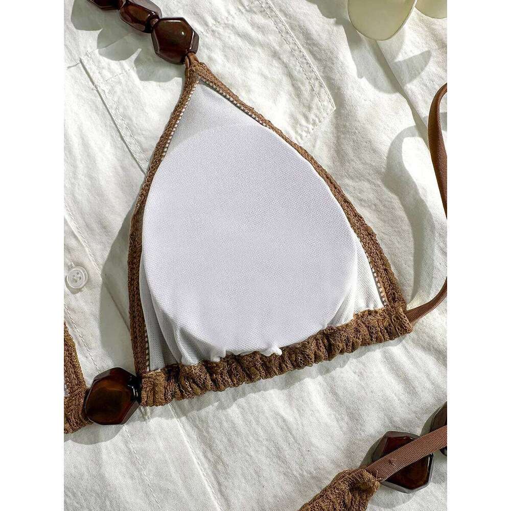 Wrinkled Halter Strappy Women Swimwear Female Swimsuit Two-pieces Bikini Set High Cut Bather Bathing Suit Swim Beachwear Z260301