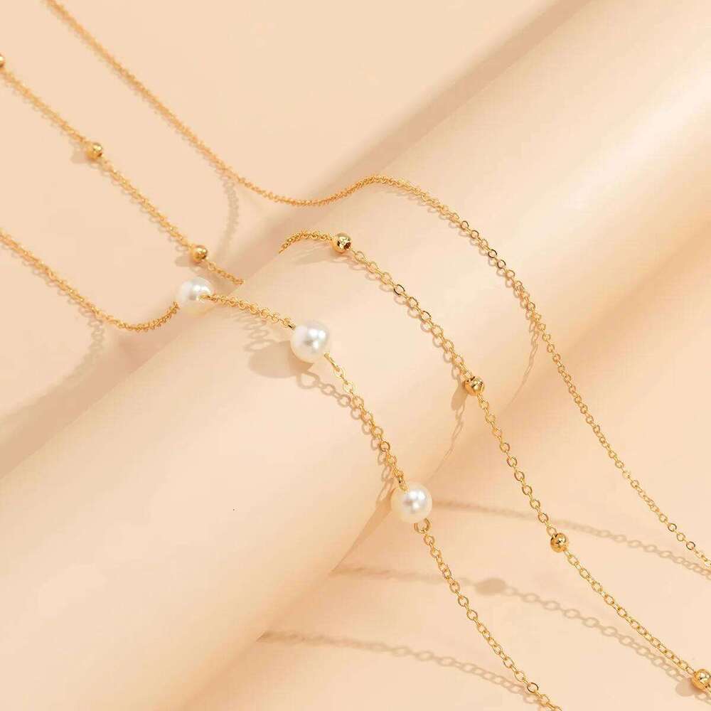 Sexy Minimalist Imitation Pearl Metal Waist Mixed and Stacked Fashion Girl Beaded Woven Body Belly Chain H260228