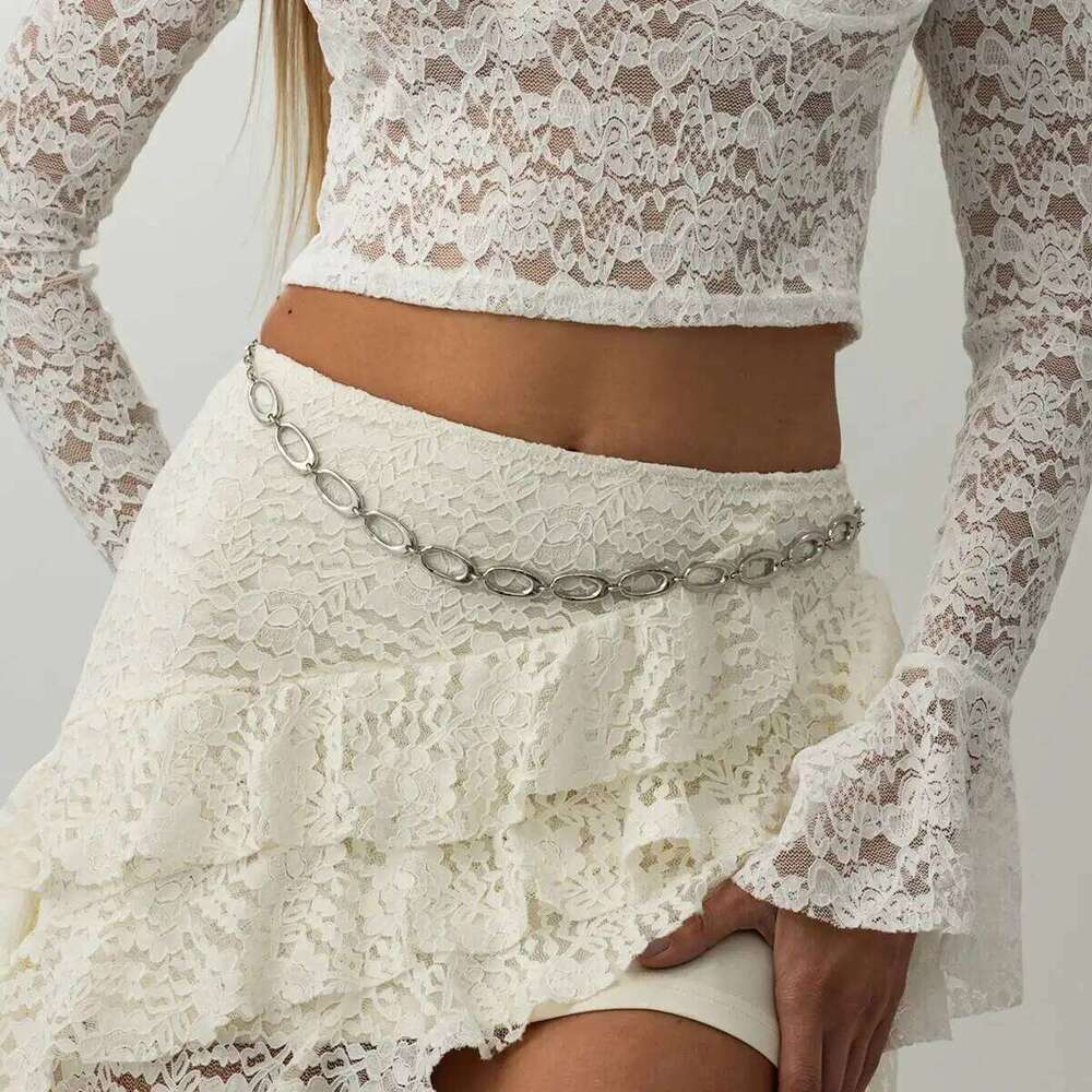 Lacteo Fashion Simple Irregular Hollow Oval Body Chain for Women Punk Geometric Metal Belly Waist Chains Vacation Jewelry Gifts H260228