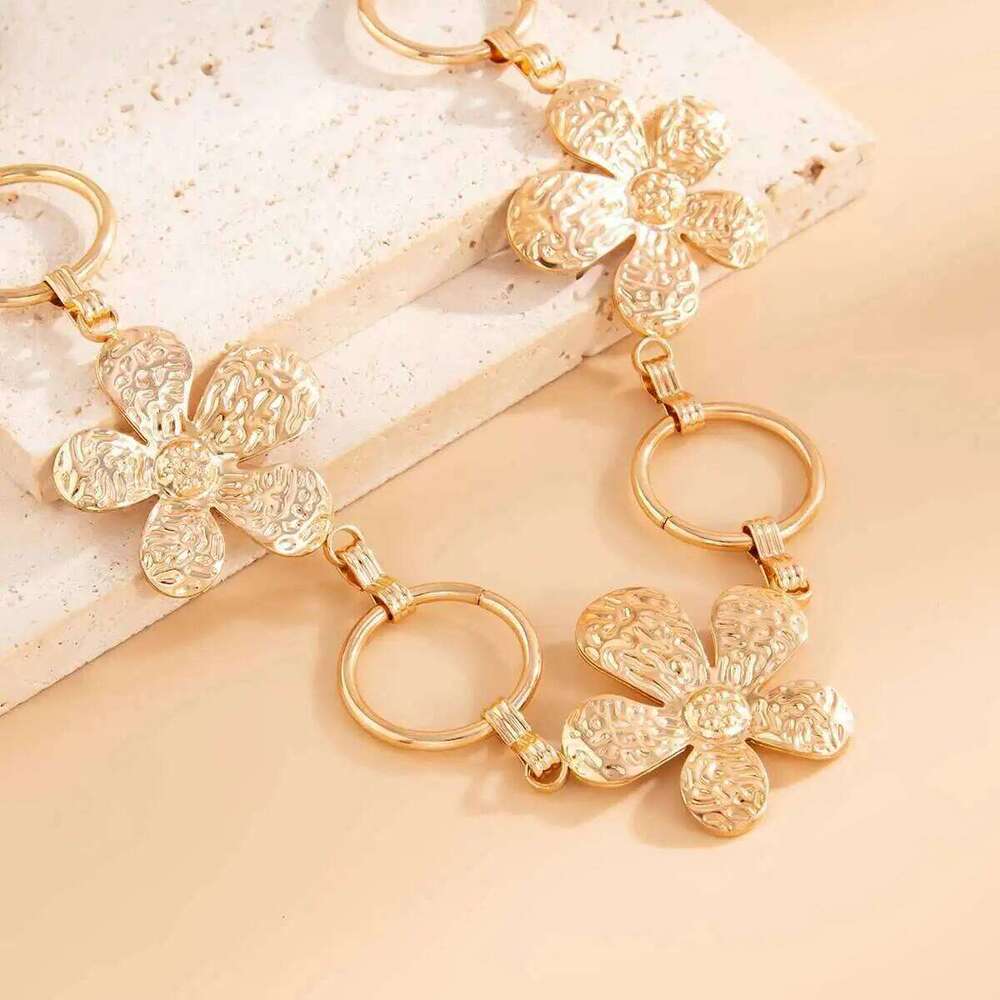 IngeSight.Z Exquisite Metal Large Flower Bikini Belly Waist Chain Women Fashion Summer Sexy Beach Party Belt Dress Body Jewelry H260228