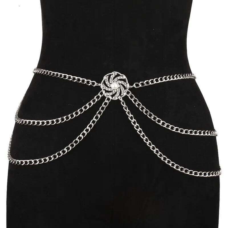 Sexy Gold Color Crystal Waistband Adjustable Length Waist Chain for Women Boho Belt Body Jewelry Summer Bikini Accessories H260228