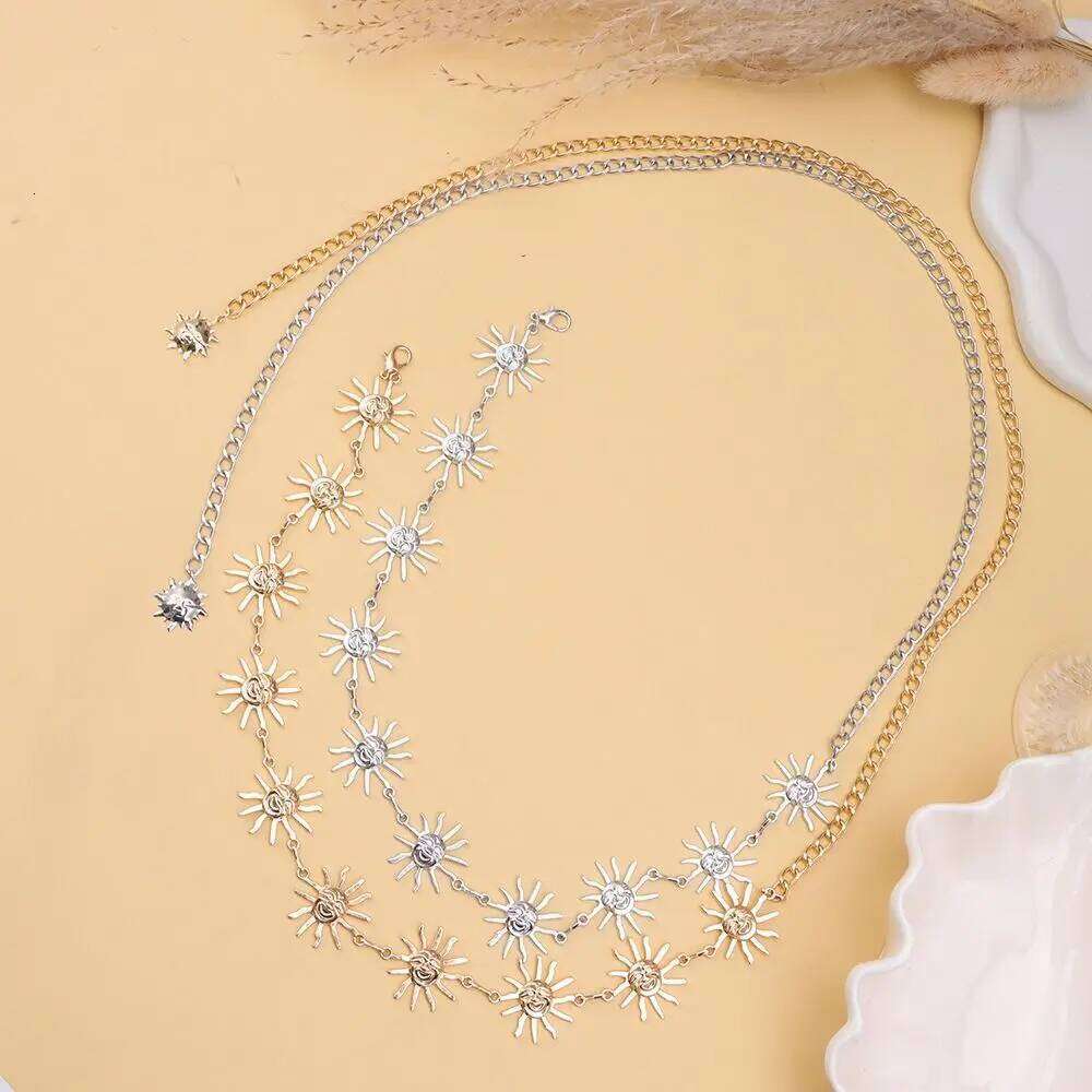 Fashion Sun Moon Stars Tassels Punk Waist Chain Retro Vintage Alloy Waistband Hip Hop Dress Cummerbands For Women H260228