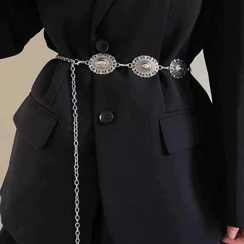 Boho Ethnic Style Retro Metal Sun Moon Waist for Women Fashion Versatile Dress Belt Belly Chain Body Jewelry Accessories H260228