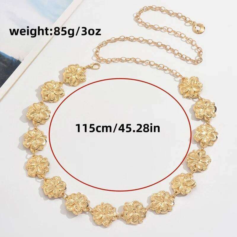 Metal Petal Flower Waist Chain for Women Summer Beach Bikini Belly Belts Party Rave Body Chains Jewelry Accessories H260228